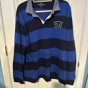 Vineyard Vines Men's Blue and Navy Rugby Shirt